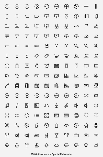 Outlined Icons PSD all