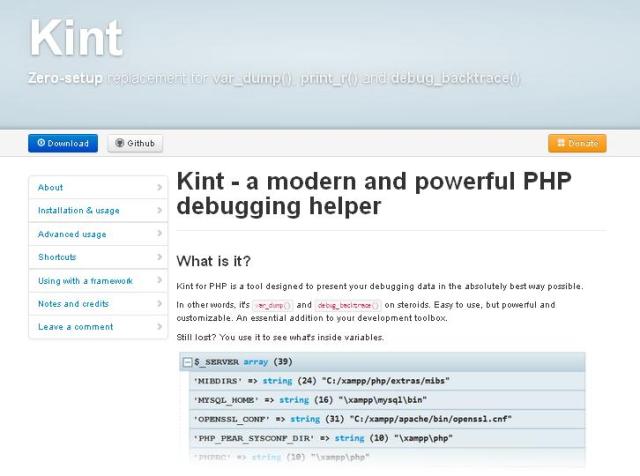 WebDesign Aide de débogage pour les applications PHP - Kint