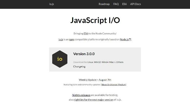 WebDesign Avec JavaScript version ES6 Node.js devient io.js