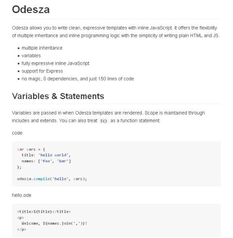 WebDesign Créer des modèles de site web avec HTML et JavaScript en ligne - Odesza