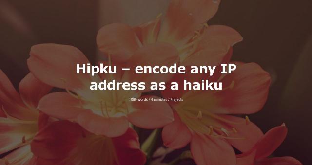 WebDesign Encoder nimporte quelle adresse IP comme un haïku - Hipku