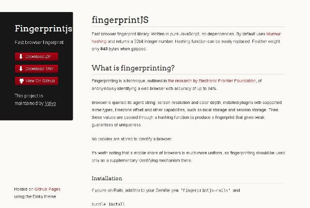 WebDesign Gestion dempreinte de navigateur rapide - FingerprintJS
