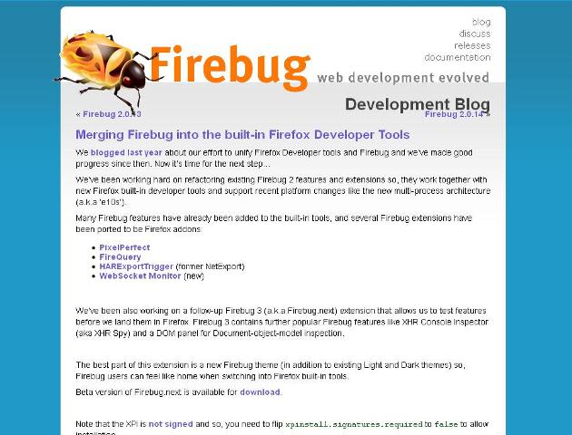 WebDesign Intégrez Firebug dans les outils de développement de Firefox
