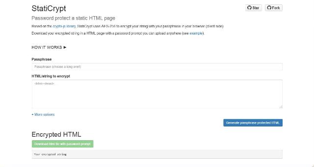 WebDesign Protéger vos pages HTML statiques avec un mot de passe - staticrypt