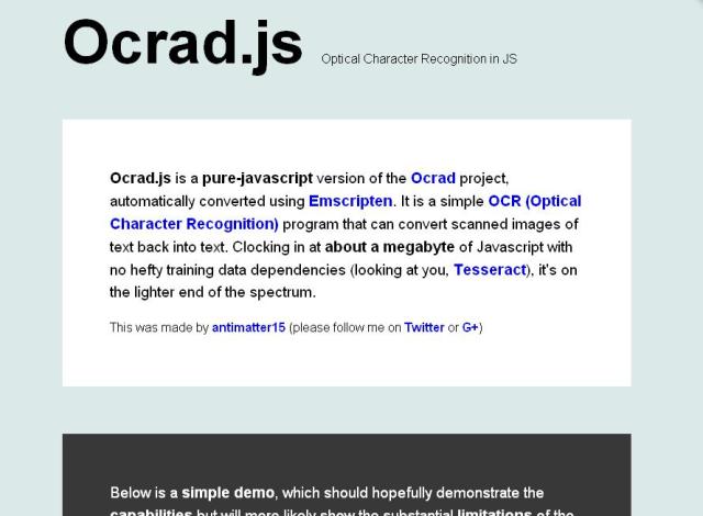 WebDesign Reconnaissance de caractères en JavaScript - Ocrad.js