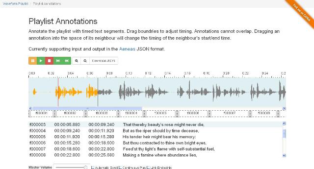 WebDesign Un Editeur Audio web codé en JavaScript - Playlist Annotations