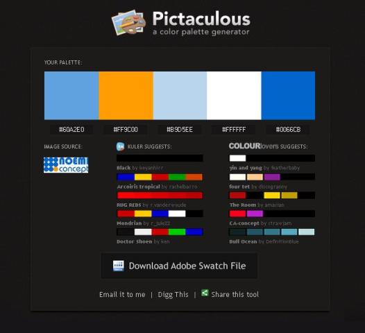 WebDesign Un générateur de palette de couleurs à partir dune image - Pictaculous