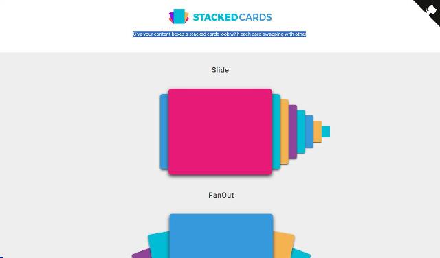 WebDesign Une bibliothèque JavaScript de présentation de type cartes à jouer - stacked-cards