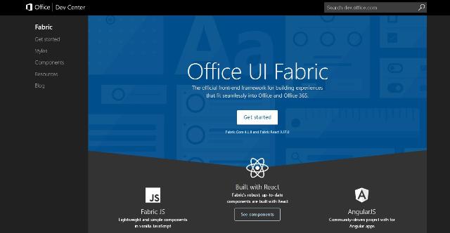 WebDesign Une bibliothèque de composants pour une interface utilisateur de type office 365 - Office UI Fabric