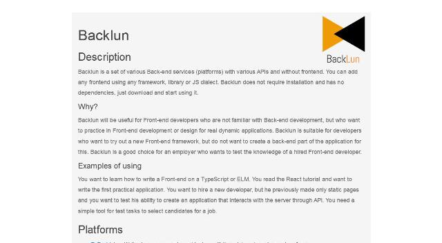 WebDesign Une collection JavaScript de services back-end sans frontend - Backlun