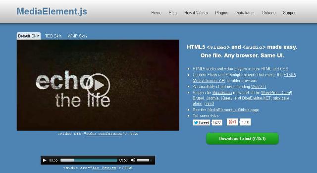 WebDesign Utilisation plus facile de videos et daudio pour votre site web - MediaElementJS
