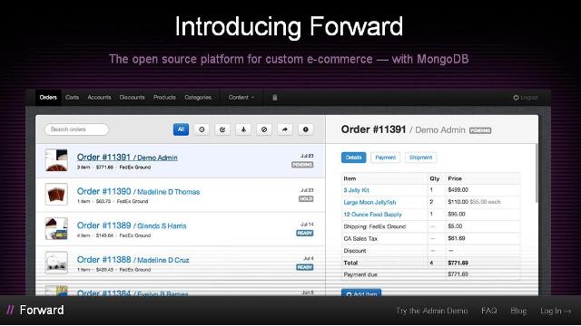 WebDesignPlateforme open source de commerce électronique avec MongoDB - Forward