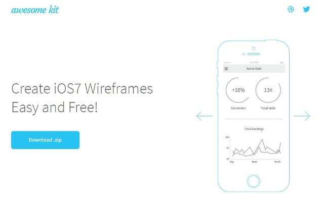 WebDesign 26 modèles filaires pour IOS7 - Awesome UX Kit
