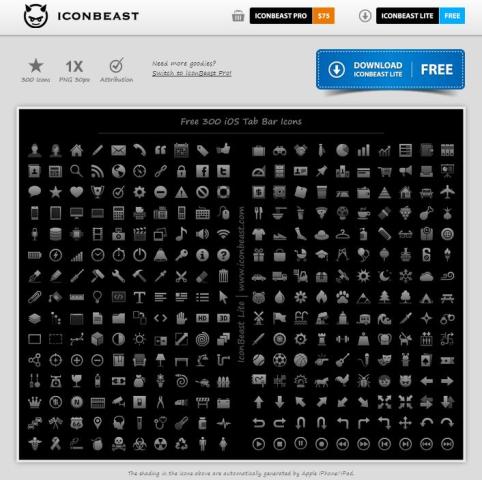 WebDesign 300 icônes iPhone gratuites - IconBeast Lite