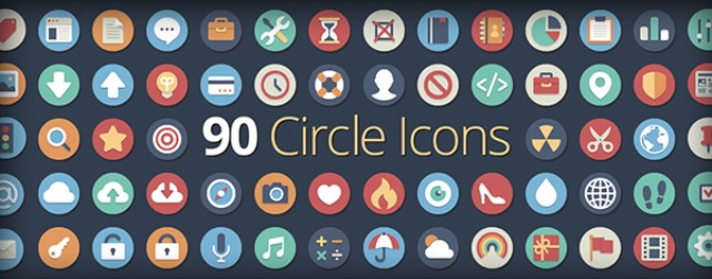 WebDesign 90 icônes plats - Circle Icons