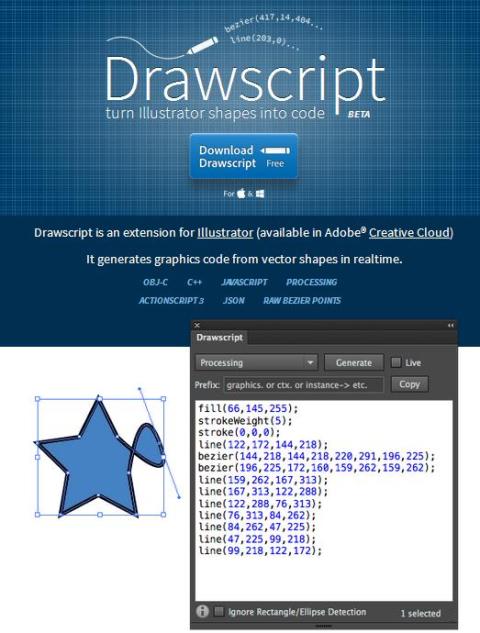 WebDesign Adobe Illustrator Un convertisseur de forme en code - Drawscript