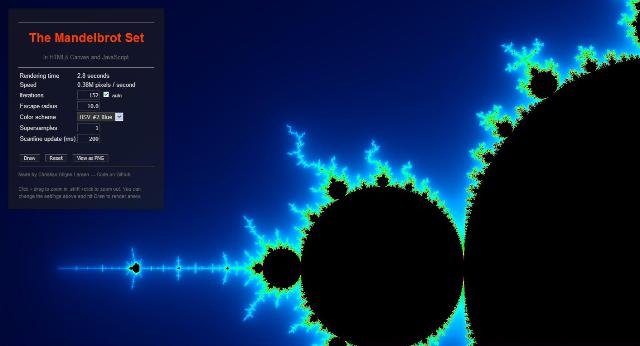 WebDesign Affichage rapide de la fractale de Mandelbrot en HTML5 et JavaScript - Mandelbrot