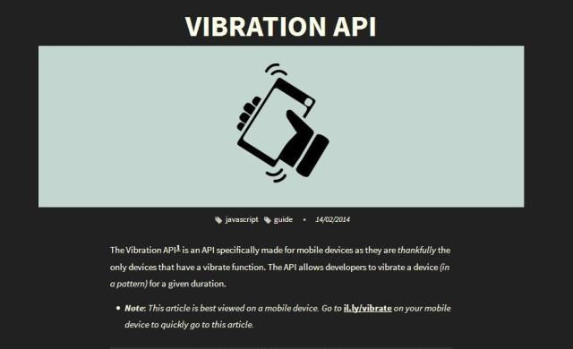 WebDesign Application pour site web qui fait vibrer les mobiles - Vibration API