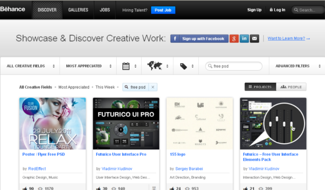 WebDesign Behance PSD Search