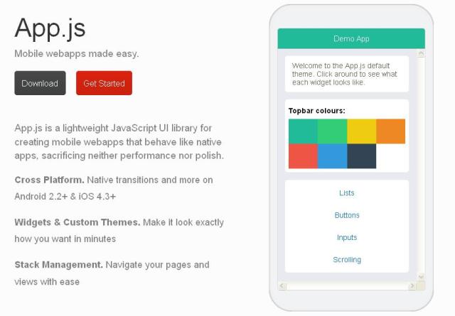 WebDesign Bibliothèque Javascript pour les applications Web mobiles - App.js