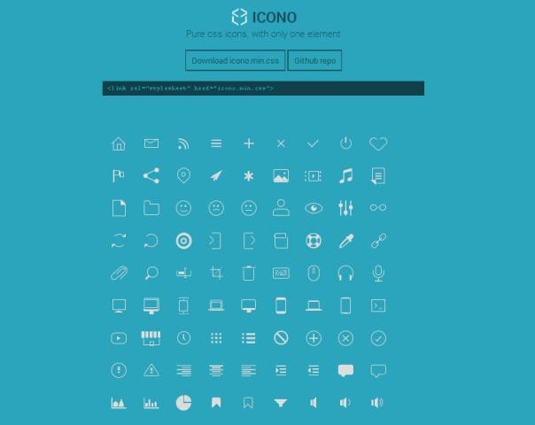 WebDesign Collection dicônes codées en purs CSS - icono