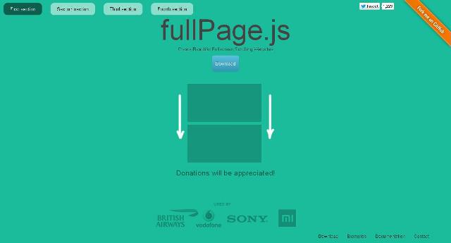 WebDesign Créer des pages plein écran facilement avec un plugin JavaScript - fullPage
