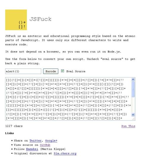 WebDesign Ecrire un Script JavaScript avec 6 caractères - JSFuck