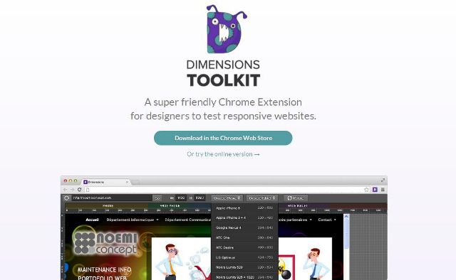 WebDesign Essayez vos projets de sites web adaptatif - Dimensions Toolkit