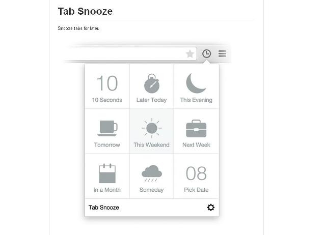 WebDesign Extension de type Alarme pour Chrome - Tab Snooze