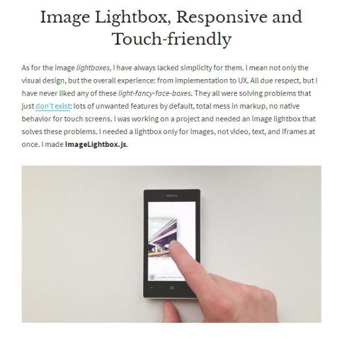 WebDesign Gallerie réactive dimage avec controle tactile - ImageLightbox.js
