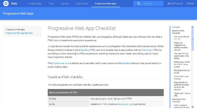 WebDesign Google propose une checkliste pour vos applications - Progressive Web Apps