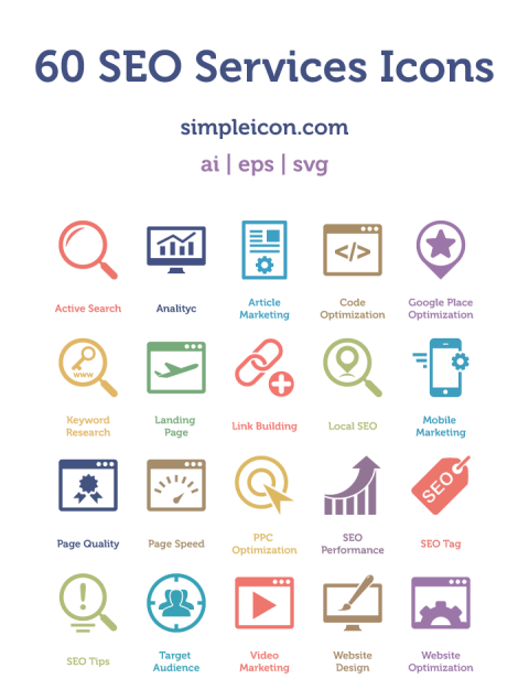 WebDesign Icones gratuites et vectorielles concernant le SEO - SEO services Icons