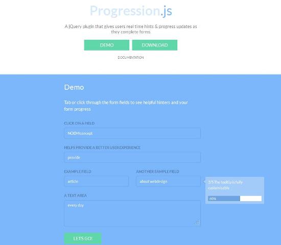 WebDesign Info-bulles daides et de progression pour vos formulaires - Progression.js