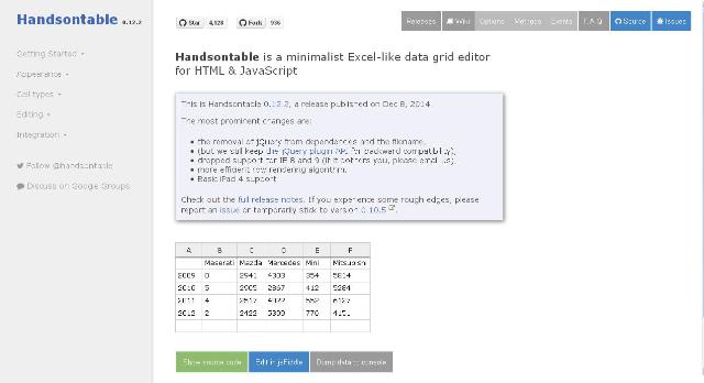 WebDesign Integrez un tableur Javascript dans votre site web - Handsontable