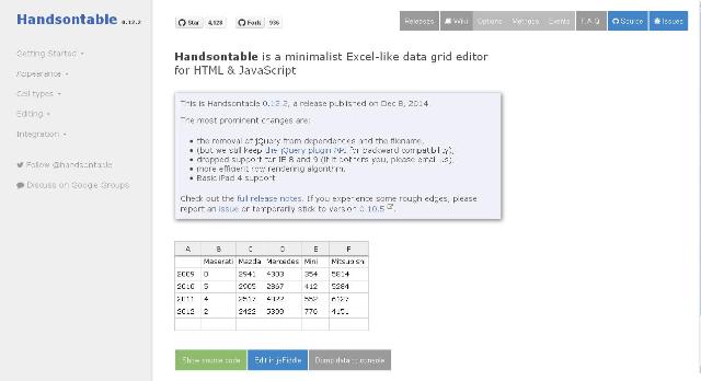 WebDesign Integrez un tableur Javascript dans votre site web - Handsontable