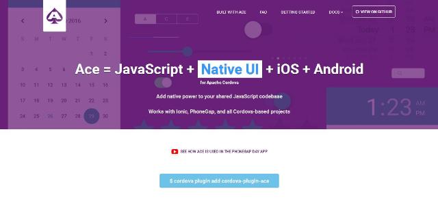 WebDesign JavaScript  natif UI  iOS  Android pour Apache Cordova - Ace