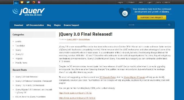 WebDesign La version 3.0 de la bibliothèque JavaScript jQuery vient de sortir