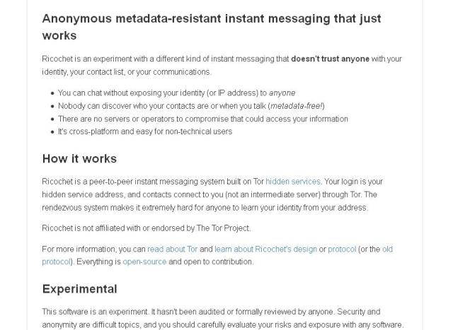 WebDesign Messagerie instantanée anonyme - Ricochet
