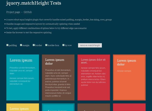 WebDesign Mettre tous les éléments à la même hauteur avec jQuery - MatchHeight