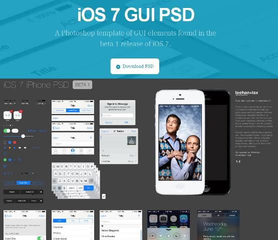 WebDesign Modèle complet IOS7 et gratuit pour photoshop