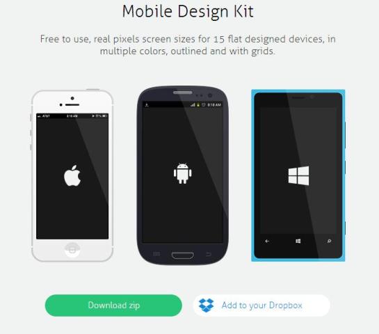 WebDesign Modèle decran dappareil mobile gratuit pour Photoshop - Mobile Design Kit
