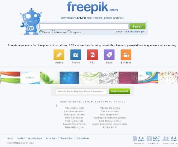 WebDesign Moteur de recherche pour les photos les vectoriels et PSD libre de droit - Freepik