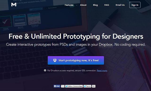 WebDesign Outil de prototypage gratuit pour le Web et mobile - Marvel