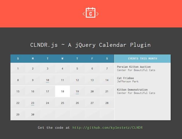 WebDesign Plugin Calendrier Personnalisable jQuery - CLNDR.js