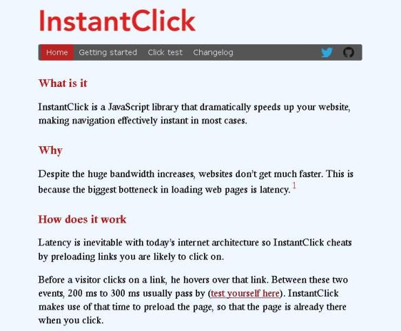 WebDesign Rendre votre site web plus rapide - InstantClick.io