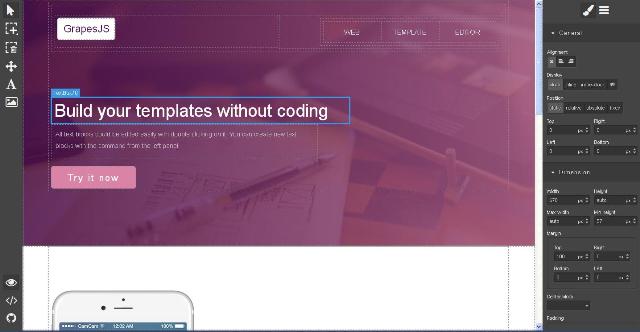 WebDesign Un Editeur de modèle pour site web gratuit sans codage - GrapesJS