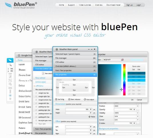 WebDesign Un Incroyable Editeur Css libre et en ligne - bluePen Editor