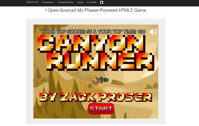 WebDesign Un Jeu HTML5 complet en open source - CanyonRunner