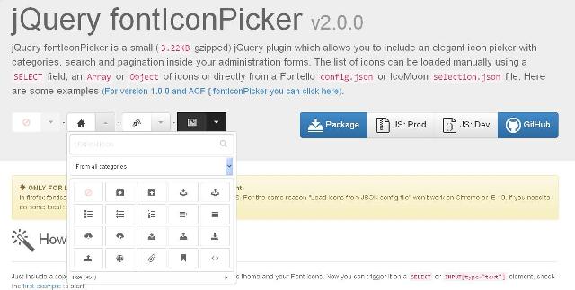 WebDesign Un Plugin de choix dicône élégant - jQuery fontIconPicker