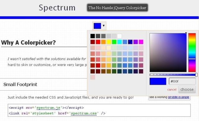 WebDesign Un Plugin de sélection de couleur jQuery - Spectrum